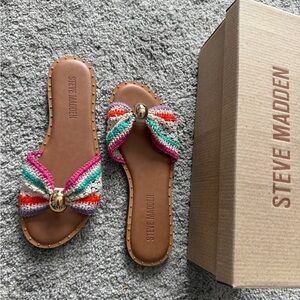 Steve Madden Dipsy Knotted Embellished Slide Sandals new w box, sz 6.5